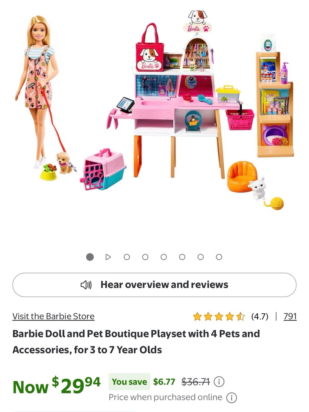 Barbie Pet Boutique Playset with Doll & Pets